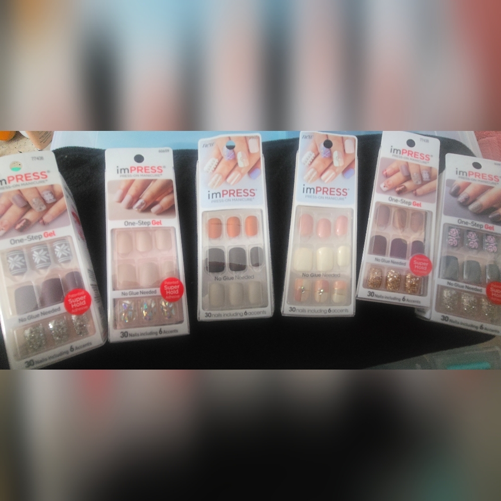 imPRESS One-Step Gel Nail Kit - Assorted Colors Lot Of 6